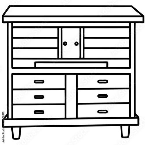 Workshop Cabinet Outline Vector Design