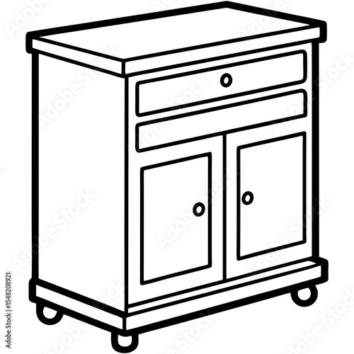 Workshop Cabinet Outline Vector Design