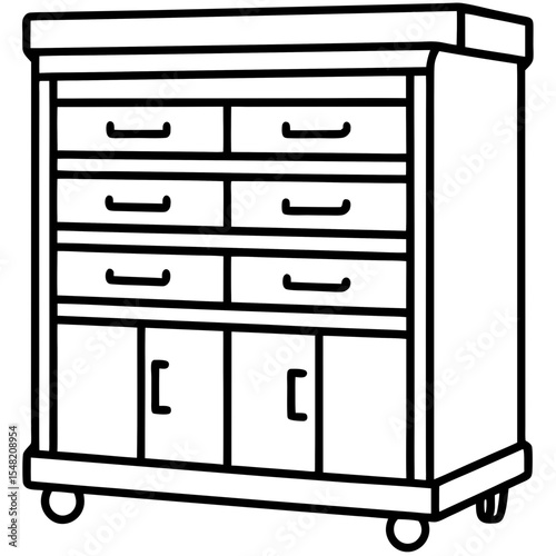 Workshop Cabinet Outline Vector Design