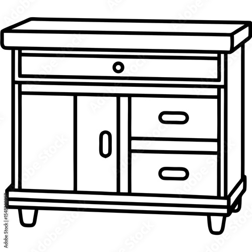 Workshop Cabinet Outline Vector Design