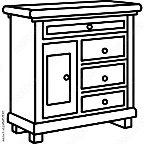 Workshop Cabinet Outline Vector Design