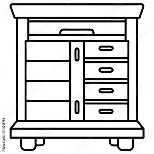 Workshop Cabinet Outline Vector Design
