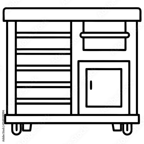 Workshop Cabinet Outline Vector Design