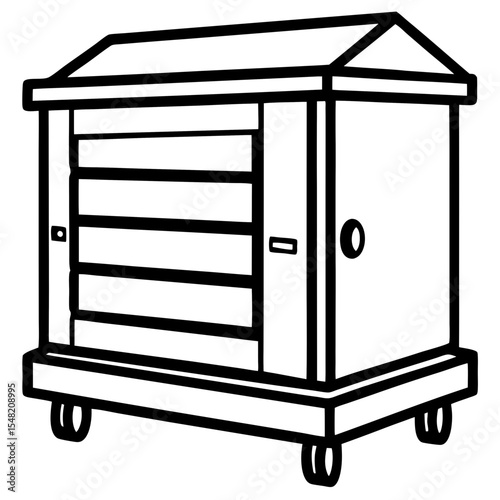 Workshop Cabinet Outline Vector Design