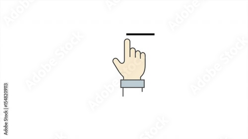 The hand indicates the direction of action or movement to the left. Animated icon for visualizing the action, video instructions