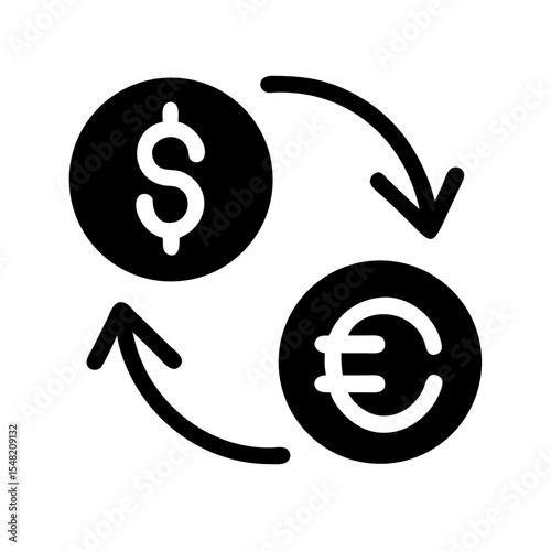 currency exchange dollar euro silhouette on transparent background for web and graphic design