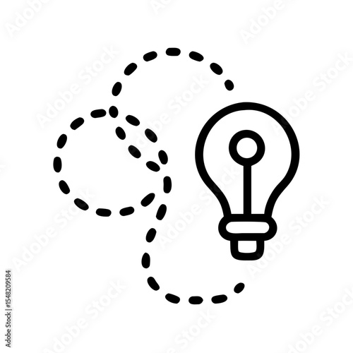 lightbulb with path idea journey on transparent background for web and graphic design