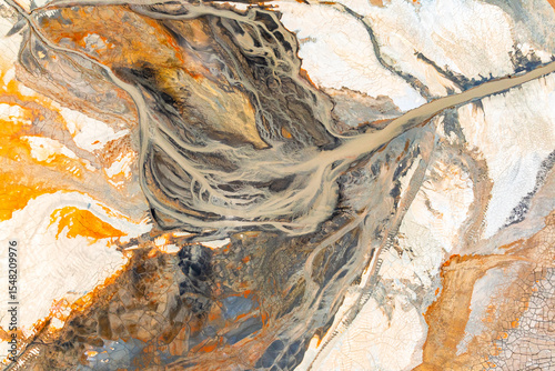 Dynamic aerial landscape with vivid earth patterns
