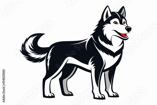 Black and White Husky Dog Illustration