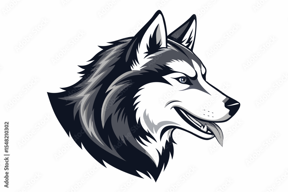 Fototapeta premium Detailed Profile View of a Husky Dog Head