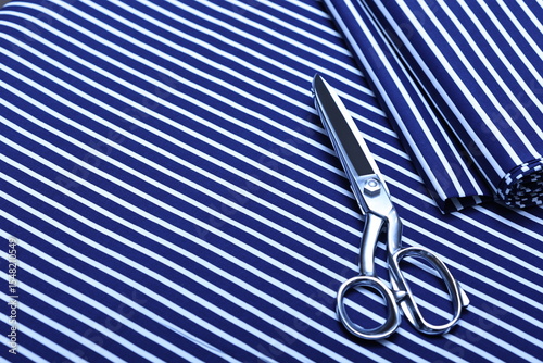 Navy blue cotton fabric with crisp white lines in a minimalist pattern—perfect textile background for tailoring, fashion, or graphic design themes. High-res texture for craft concepts.
