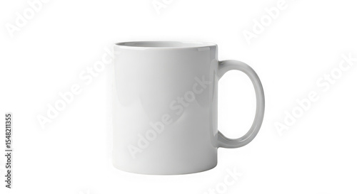 White ceramic mug isolated on transparent background