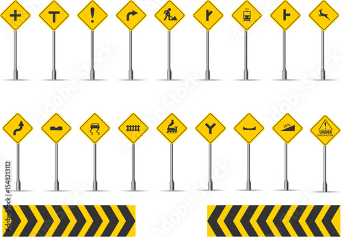Road traffic yellow signs