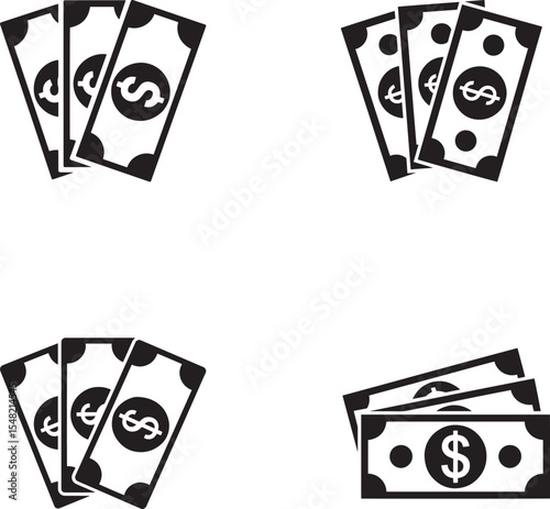 Simple Black and White Dollar Bills Graphic