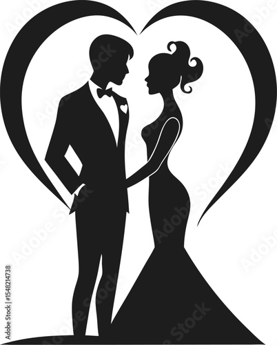 silhouette of bride and groom