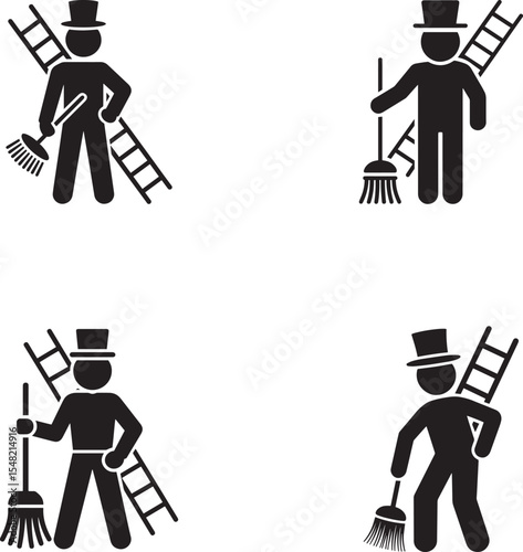 Four Chimney Sweepers with Tools and Ladders