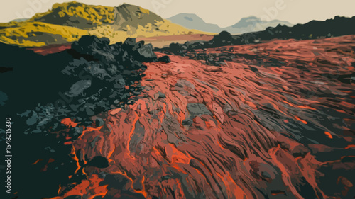 Flowing magma
