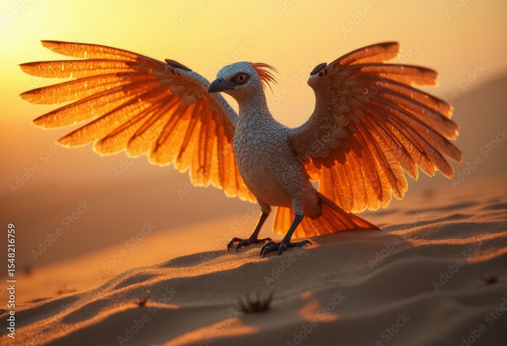 Fototapeta Flying birds spreading their wings in the desert