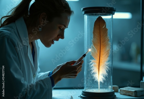 Laboratory research on luminescent feathers