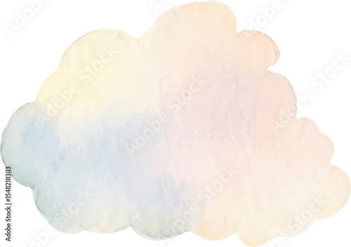 Vector watercolor painted cloud. Hand drawn design elements isolated on white background.