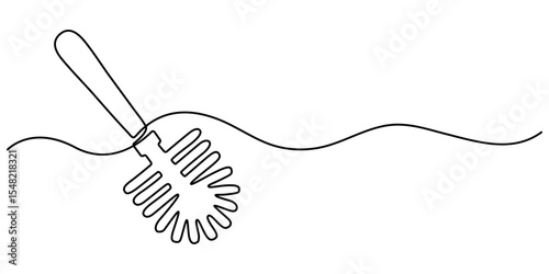 Continuous one line drawing of a toilet brush with base, depicting sanitation and maintenance, line art style vector illustration, one line art toilet brush vector illustration. line art. 