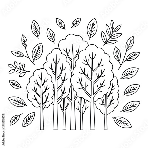 Natural Forest Design Illustration, Creative And Customization Good And Clean Design With White Background. 