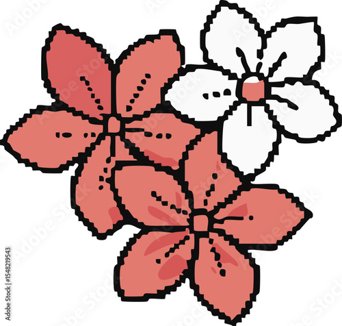Delightful Pixel Art Flowers Blossom in a Charming Spring Bouquet Design