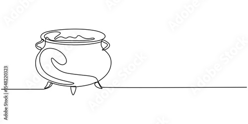 one continuous line drawing of big pan isolated on white background. cooking and kitchen concept, Big pan continuous one line drawing. Cooking and kitchen concept in simple linear style vector