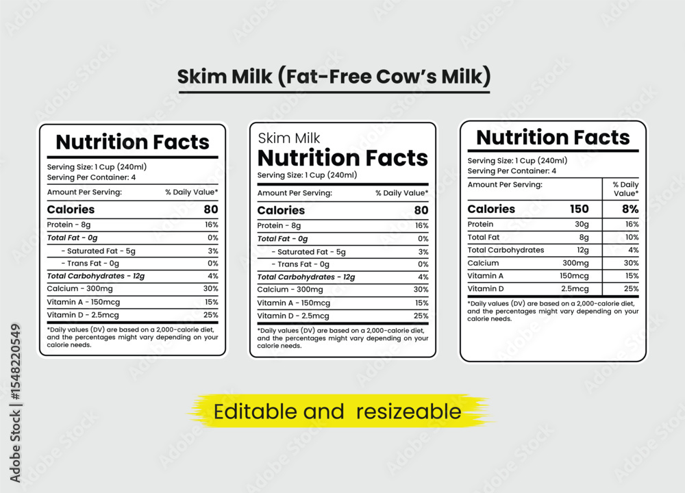 Fototapeta premium skim milk nutrition facts, skim milk nutrition information, nutritional value of skim milk, nutrition facts, nutrition facts label, supplement facts, supplement label