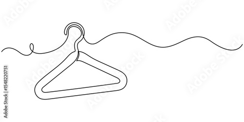Clothes Hanger Continuous Line Icon, hanger icon continuous line drawing.one line drawing of clothes hanger. minimalist line isolated white background, Hanger continuous one line drawing outline