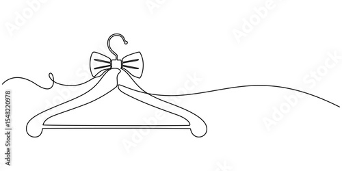 Clothes Hanger Continuous Line Icon, hanger icon continuous line drawing.one line drawing of clothes hanger. minimalist line isolated white background, Hanger continuous one line drawing outline