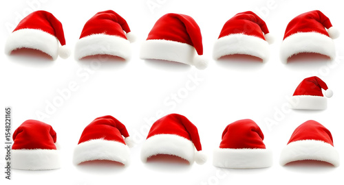 Christmas hat, red Santa hat, festive hat, holiday headwear, Xmas hat, Santa Claus costume, red hat with white trim, winter hat, Christmas costume, Santa cap, cartoon Santa hat, Santa hat icon, Santa 