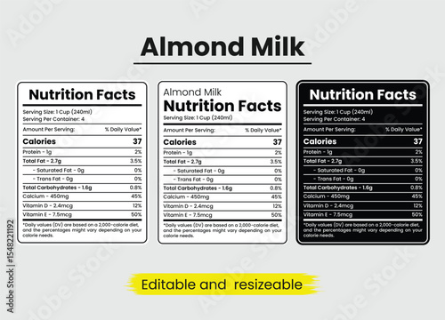 nutrition facts, almond milk nutrition facts, almond milk nutrition information, nutritional value of almond milk, nutrition facts, nutrition facts label, supplement facts, supplement label