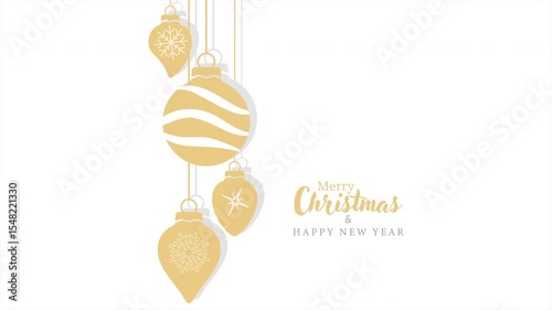 Happy New Year and Merry Christmas. Stylized animation with Christmas toys for greetings, video cards, screensavers, banners or creative design