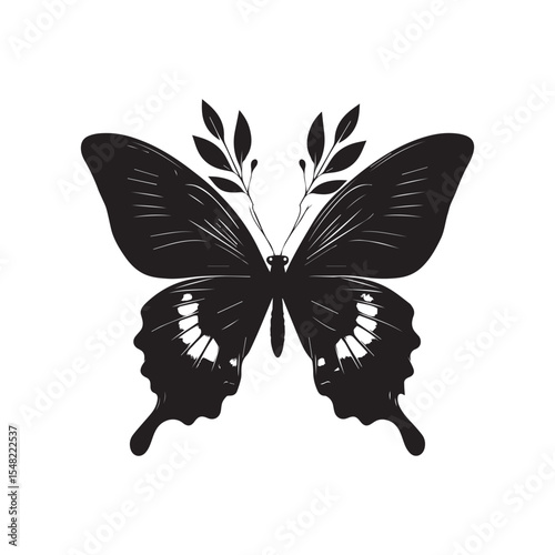 Elegant Butterfly Silhouette Vector Design, Black and White Butterfly, butterfly pattern, t-shirt design butterfly, Decorative Butterfly Silhouette Artwork, butterfly shape, silhouette animal,
