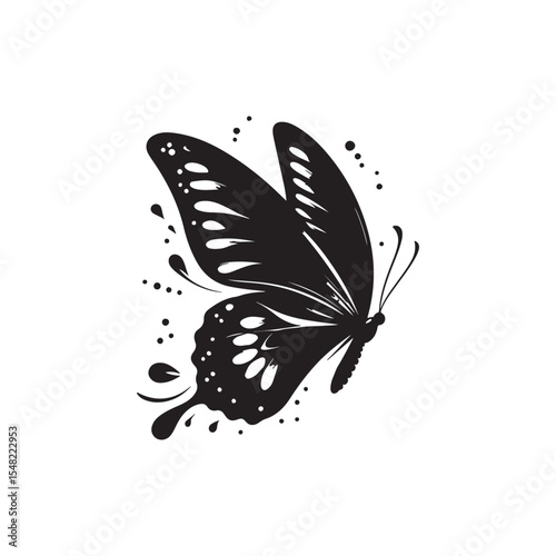 Elegant Butterfly Silhouette Vector Design, Black and White Butterfly, butterfly pattern, t-shirt design butterfly, Decorative Butterfly Silhouette Artwork, butterfly shape, silhouette animal,
