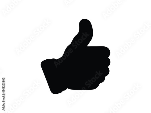 black vector thumbs up sign. Universal symbol for OK, success, agreement, and motivation.