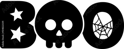 Cute Boo Typography Illustration for Halloween.
BOO Halloween Word Art Silhouette isolated.
Halloween Boo Text.
Transparent background. SVG file.