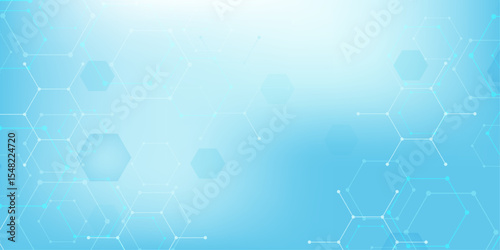 Hexagonal abstract background. Big Data Visualization. Global network connection. Medical, technology, science background. Vector illustration.