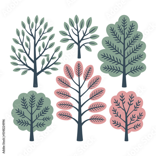 Natural Forest Design Illustration, Creative And Customization Good And Clean Design With White Background. 