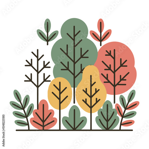 Natural Forest Design Illustration, Creative And Customization Good And Clean Design With White Background. 