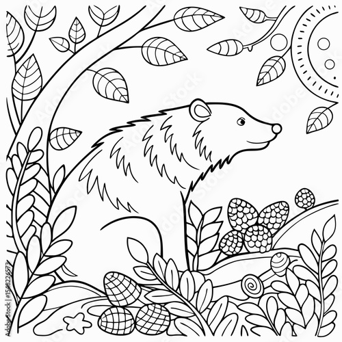 hand drawn vector illustration of a bear