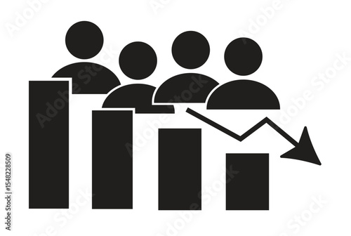 population decline icon in transparent background