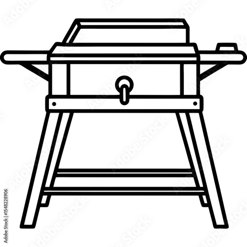 Precision Table Saw Line Art Vector