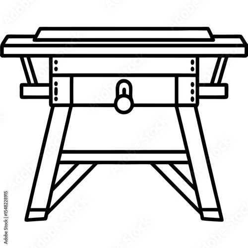 Precision Table Saw Line Art Vector