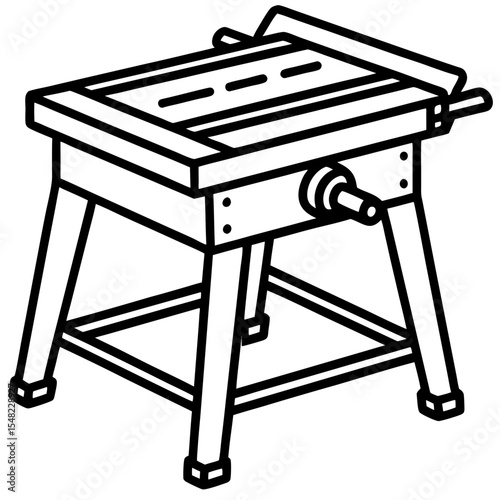 Precision Table Saw Line Art Vector