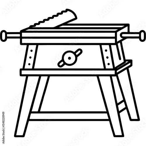 Precision Table Saw Line Art Vector
