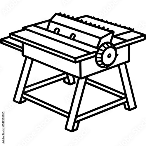 Precision Table Saw Line Art Vector
