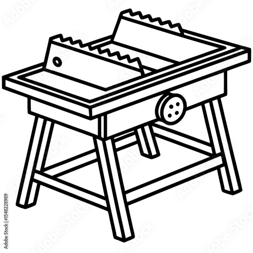 Precision Table Saw Line Art Vector