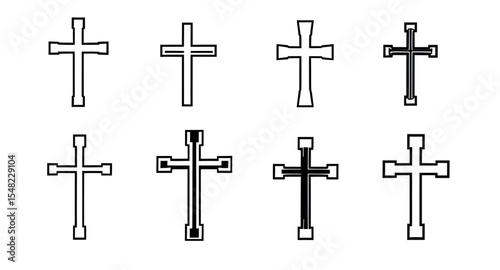 cross, religion, symbol, vector, icon, religious, crucifix, church, faith, god, illustration, sign, christ, catholic, silhouette, design, black, set, spirituality, shape, easter, holy